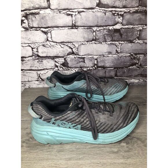 HOKA ONE ONE Rincon Charcoal Gray Aqua Blue Running Shoes Women 10.5M US/43 1/3 - Picture 13 of 16
